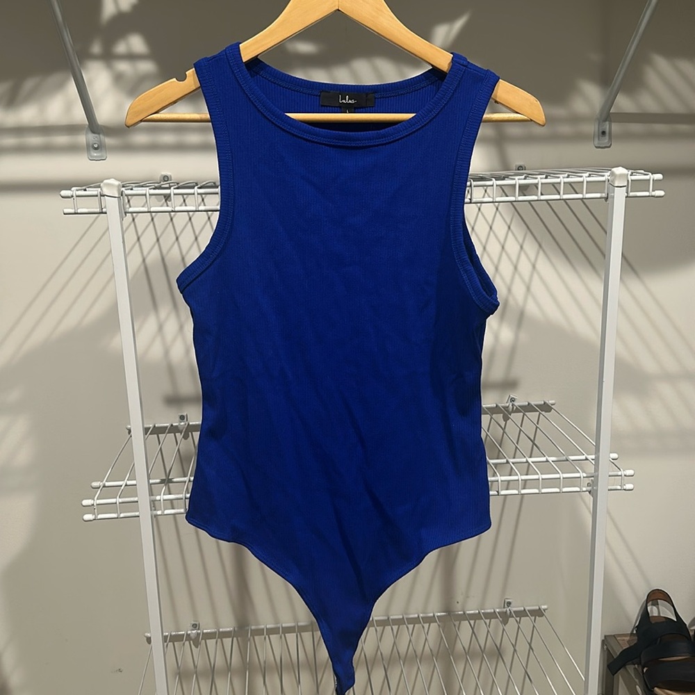 Lulus - Large Blue Ribbed bodysuit - never worn